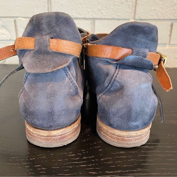 Free People AS 98 Felix Flat Gray Leather Ankle Boot Size 37 Boho - Picture 4 of 8